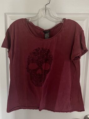 Talula Burgundy Graphic Skull Short-Sleeve Tee